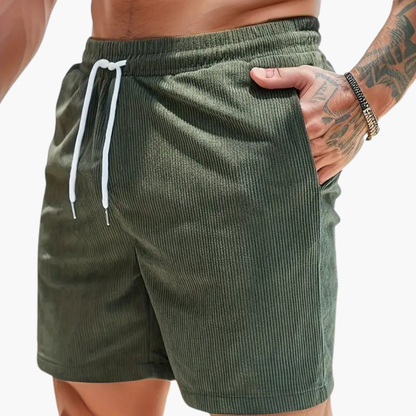 Mens Corduroy Shorts Casual Summer Beige - Fashinoza