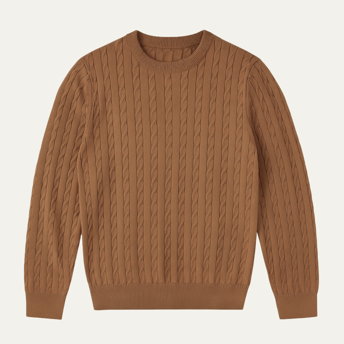 Men's Cable Knit Sweater Soft Warm Winter Round Neck - Fashinoza