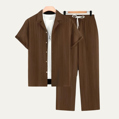 Men's Linen Shirt And Pants Set Lightweight - Fashinoza