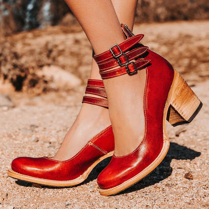 Women's Block Heels Buckle Strap