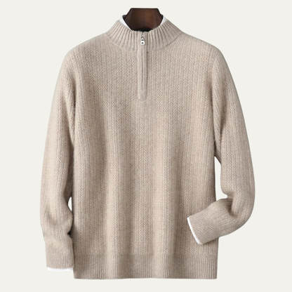 Valladolid Men's Knit Sweater Quarter Zip High Collar