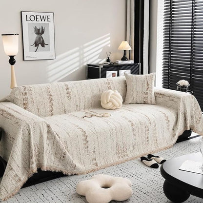 Elegant Sofa Cover Cream Color Stretchable