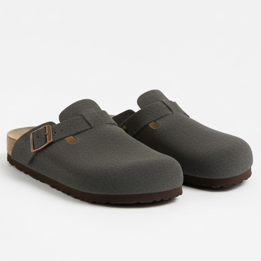 Bebealy Fashion Suede Clogs Women Cork Footbed Mules Nonslip Arch Support Slide Sandals