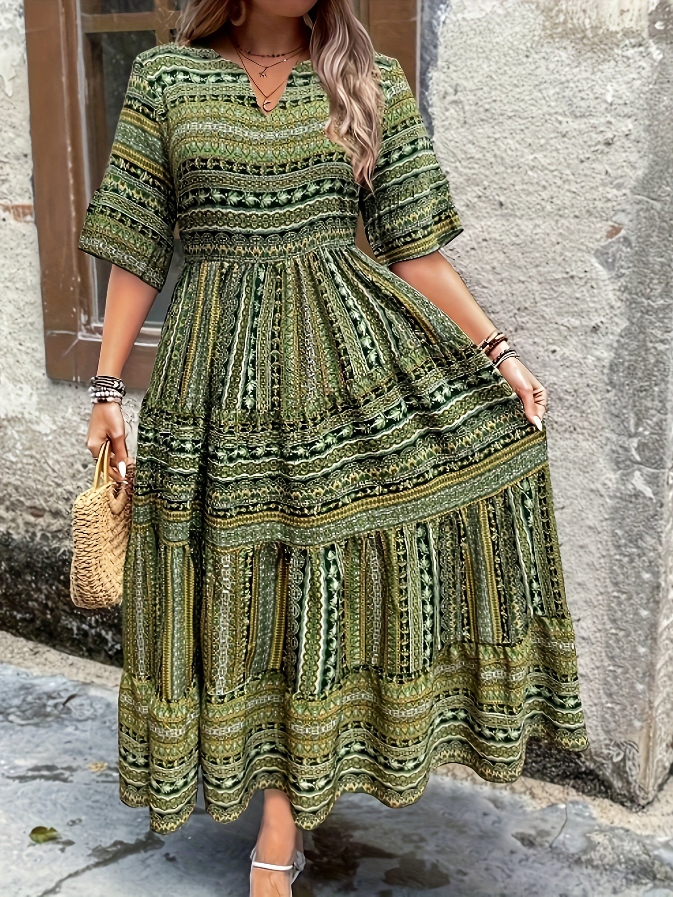 Vivienne Women's Printed Maxi Dress Flowy - Fashinoza