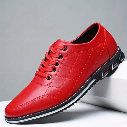 Men's Quilted Lace-Up Shoes Leather Comfortable Brown