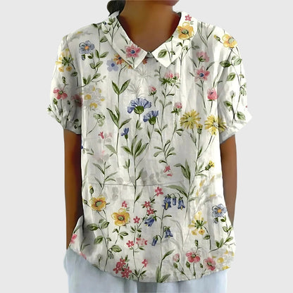 Stella | Womens Floral Collar Short Sleeve Blouse