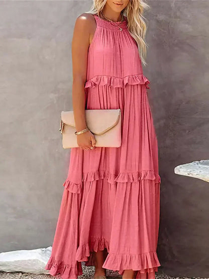 Elegant Women's Sleeveless Ruffle Dress