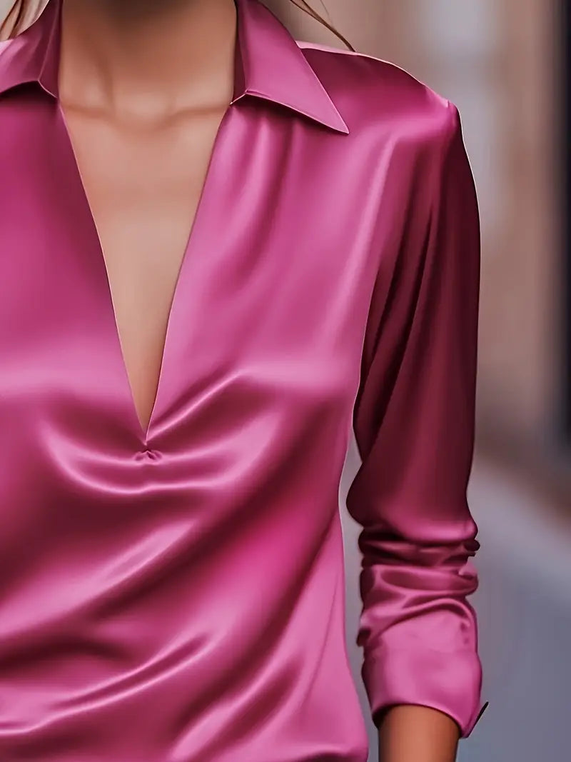 Women's Collared V-Neck Blouse