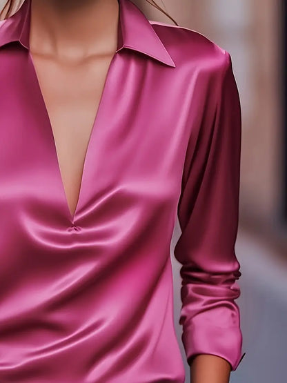 Women's Collared V-Neck Blouse