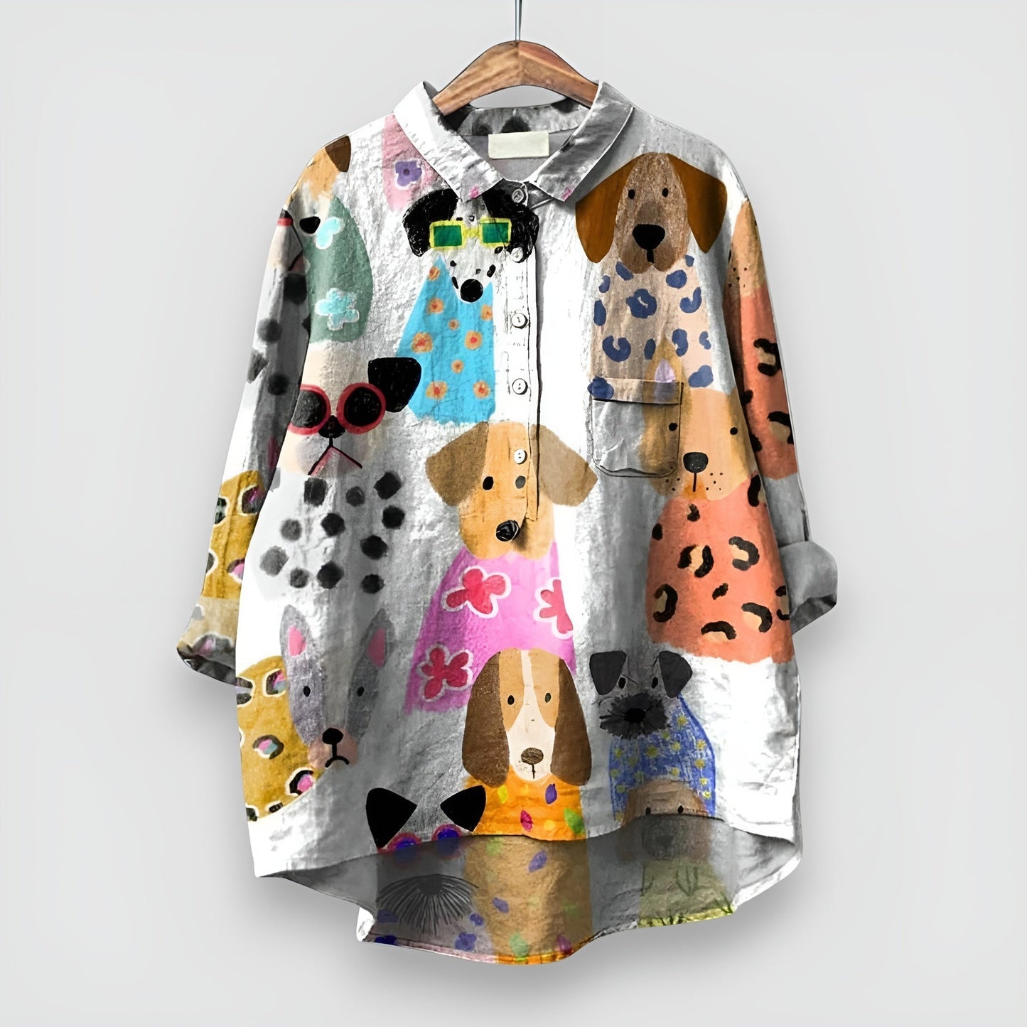 Women's Artistic Print Blouse Button Front