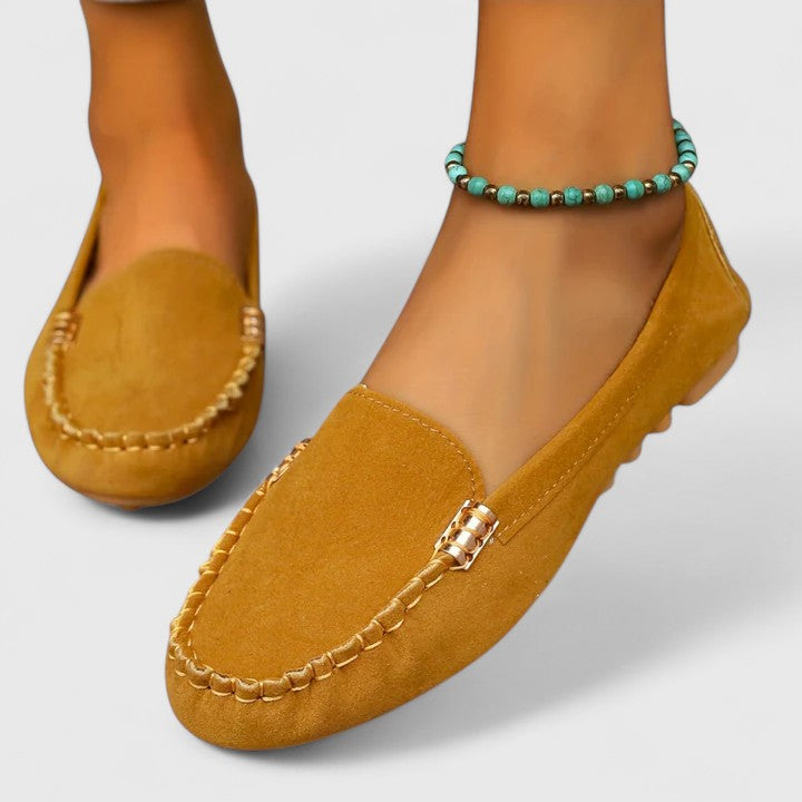 Women's Suede Slip-On Loafers Flat Moccasin Shoes