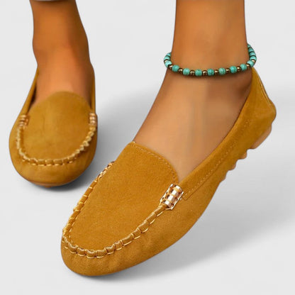 Women's Suede Slip-On Loafers Flat Moccasin Shoes