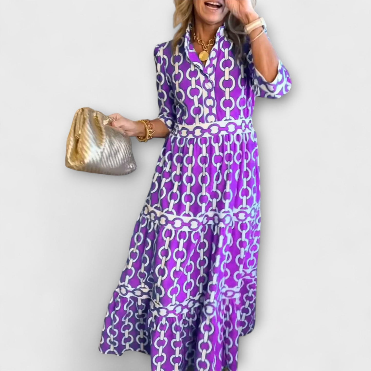Wendy Women's Chain Pattern Midi Dress