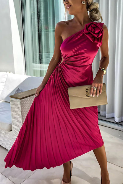 Women's Floral Cocktail Dress Flowy Draped - Fashinoza