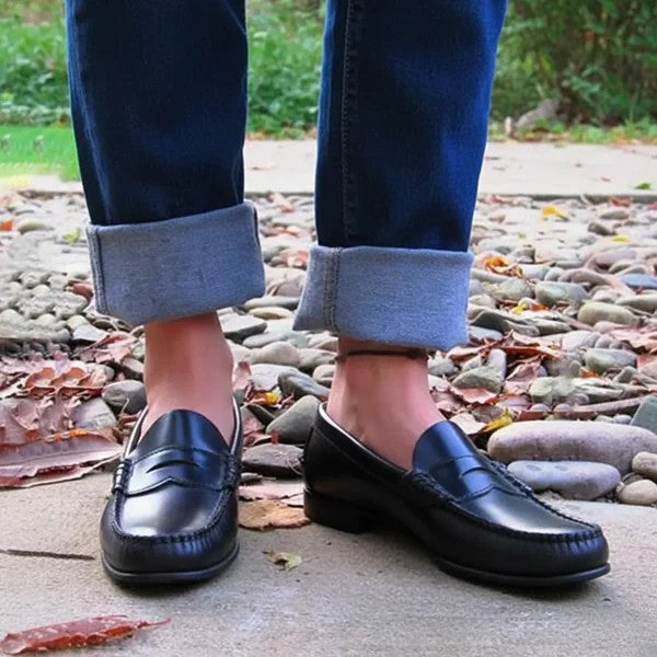 Women's Black Moc Toe Loafers