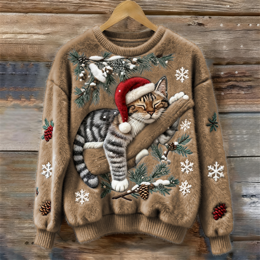 Women's Graphic Sweater 3D Kitten Design