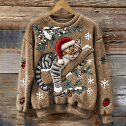 Women's Graphic Sweater 3D Kitten Design