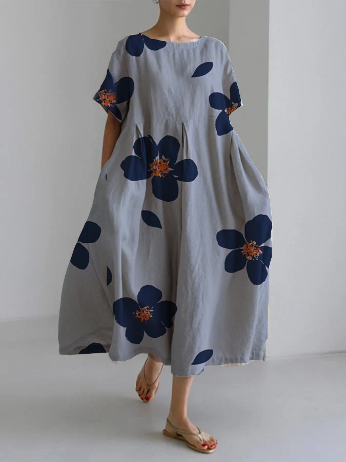 Raffaella Women's Long Floral Relaxed Fit Dress - Fashinoza
