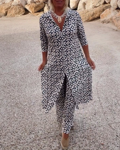 Women's Printed Two Piece Set Everyday Wear - 
Fashinoza