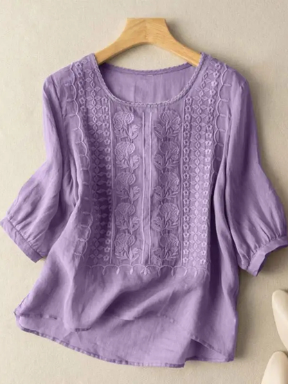 Women's Embroidered Blouse 3/4 Sleeve