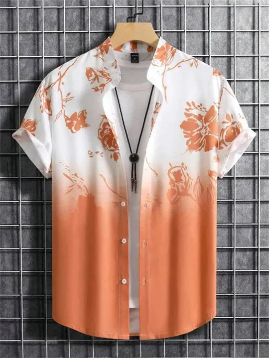 Mens Hawaiian Shirt 3D Flower Print Vibrant