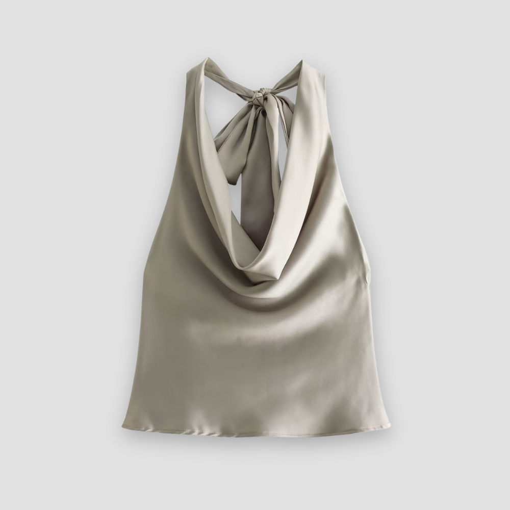 Women's Halter Neck Sleeveless Cowl Back Tie