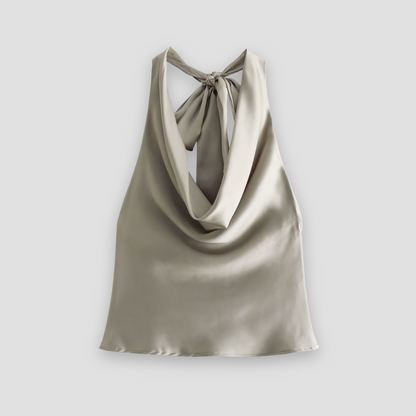 Women's Halter Neck Sleeveless Cowl Back Tie