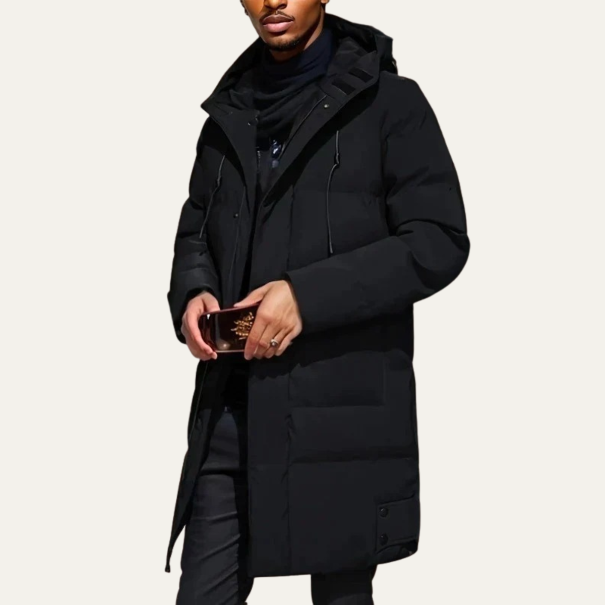 Men's Long Down Parka Warm Hooded Jacket