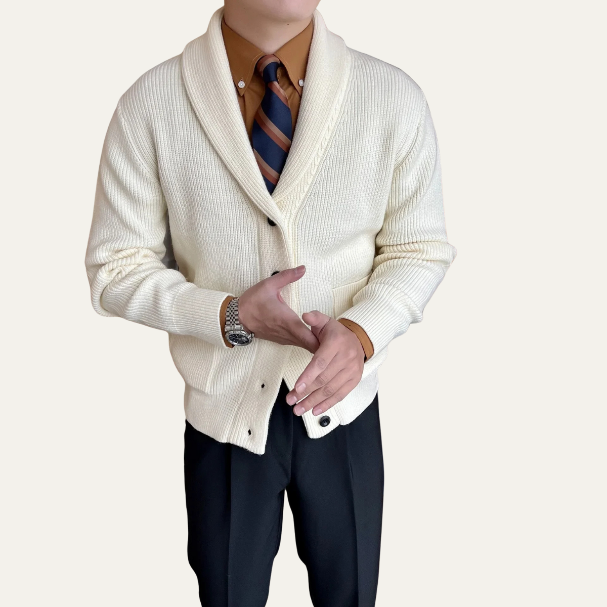 Men's Shawl Collar Knit Sweater