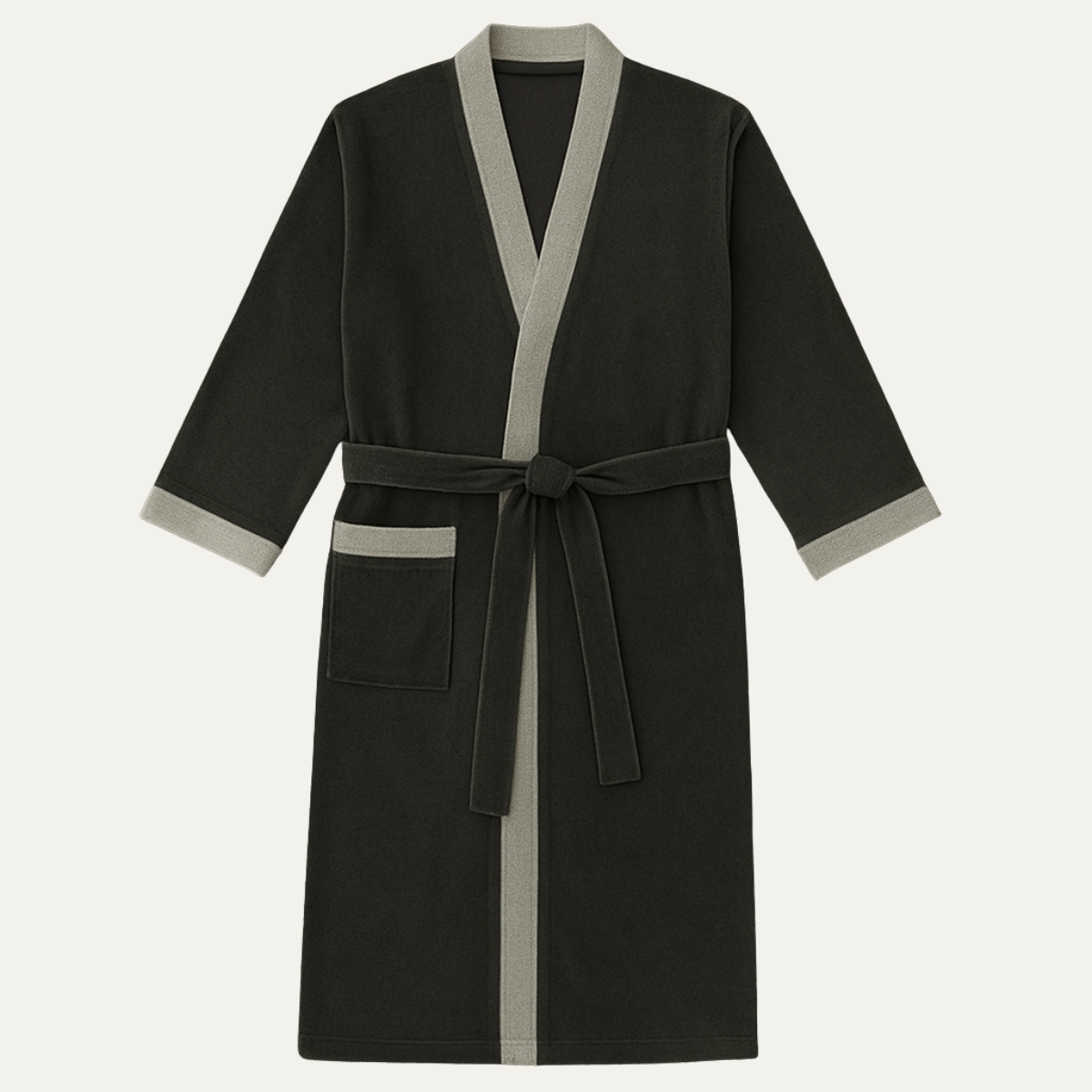 Men's Lightweight Spa Bathrobe Kimono Soft Cotton Beige - Fashinoza