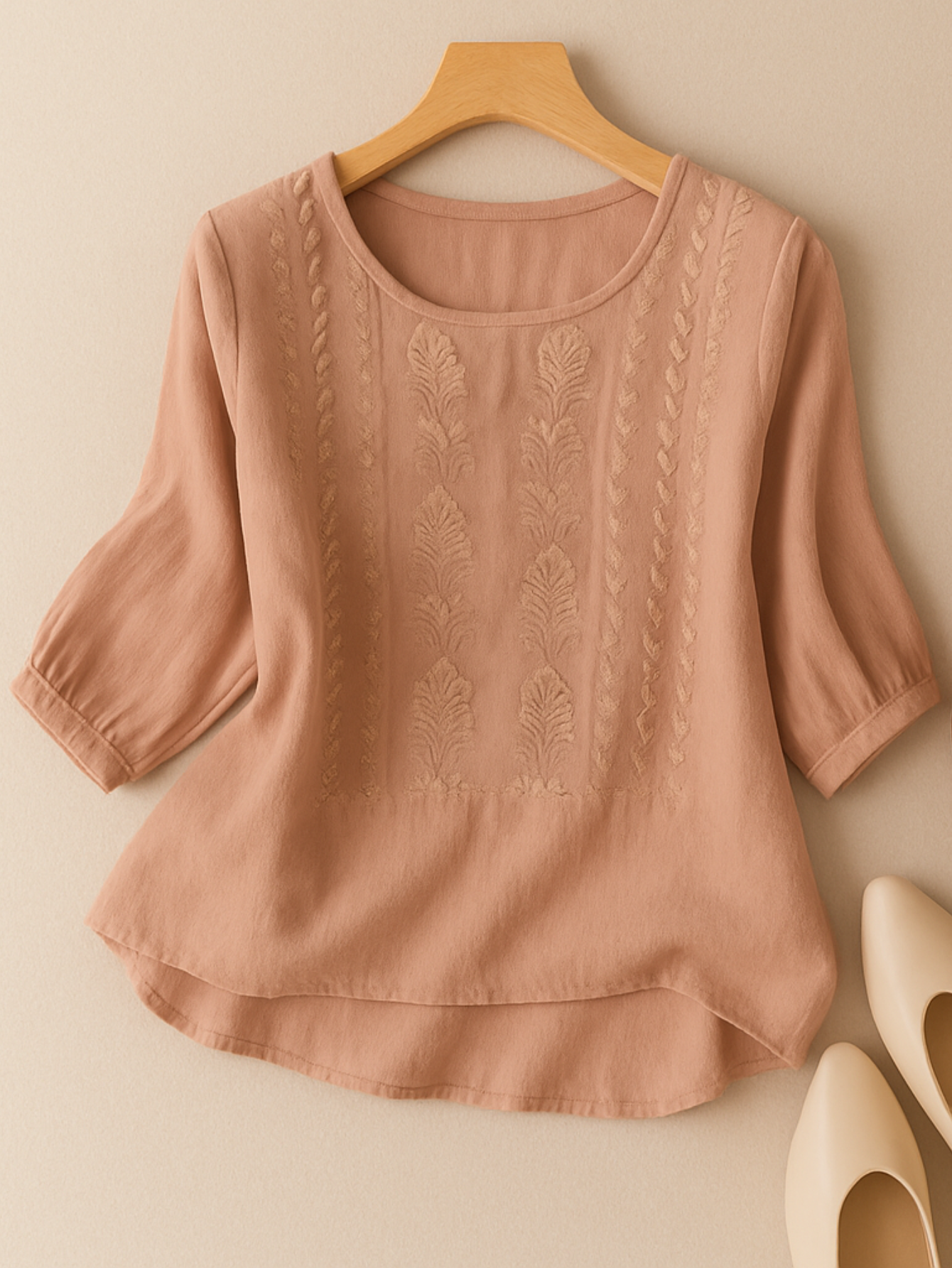 Women's Embroidered Blouse 3/4 Sleeve
