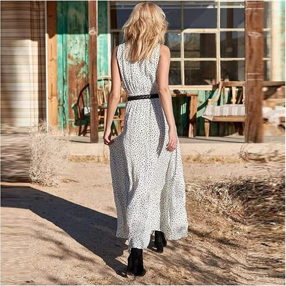 Waverly Women's Boho Maxi Dress Polka Dot Flowy