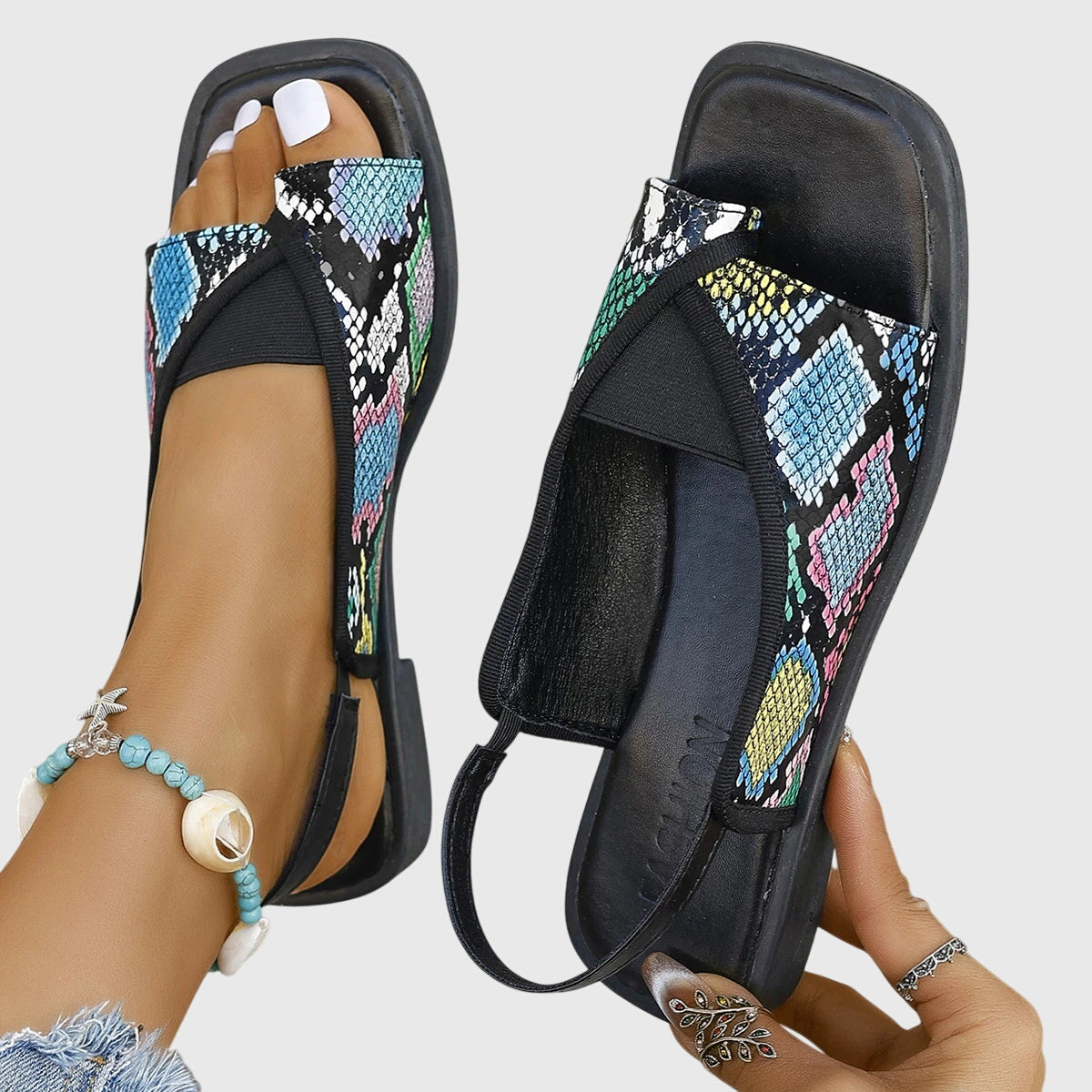 Women's Colorblock Slip-On Flat Sandals