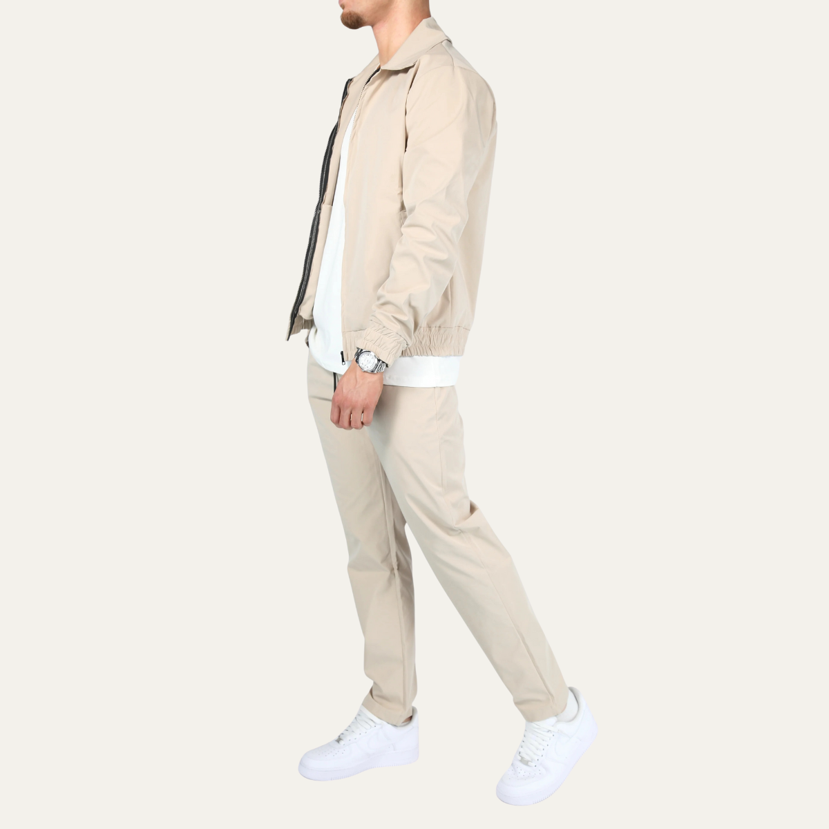 Men's Cotton Jacket And Pants Set Lightweight Apricot
