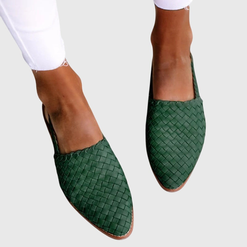 Evelyn | Womens Woven Slip On Flat Shoes