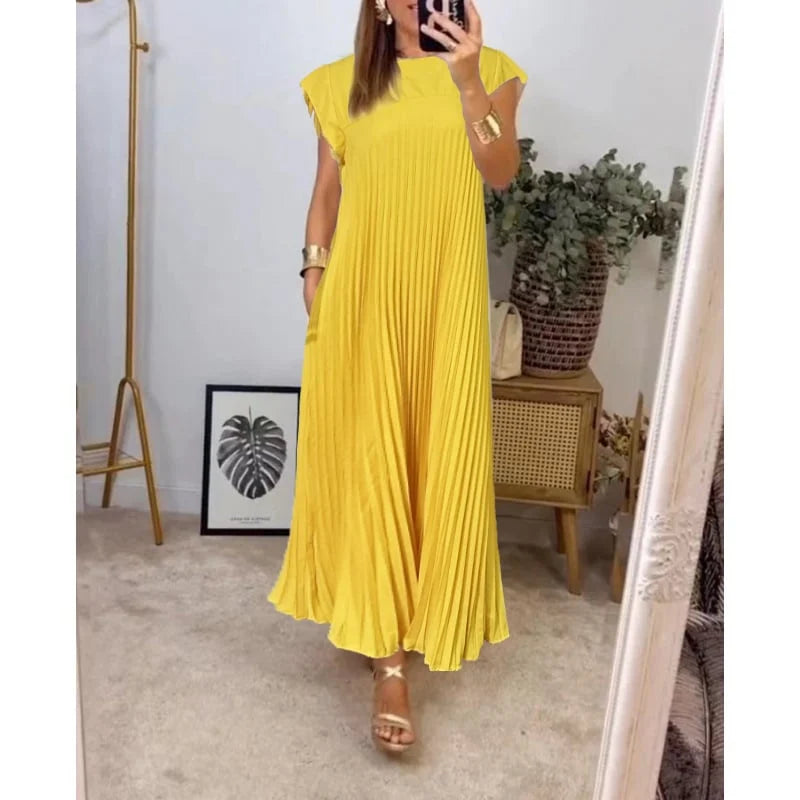 Women's Pleated Maxi Dress Flowy Cocktail