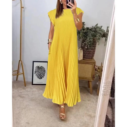 Women's Pleated Maxi Dress Flowy Cocktail