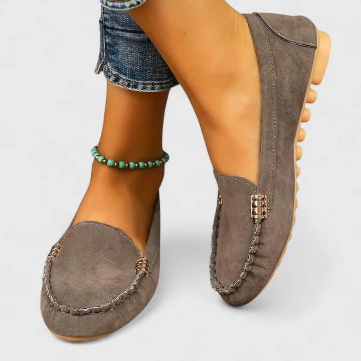Women's Suede Slip-On Loafers Flat Moccasin Shoes