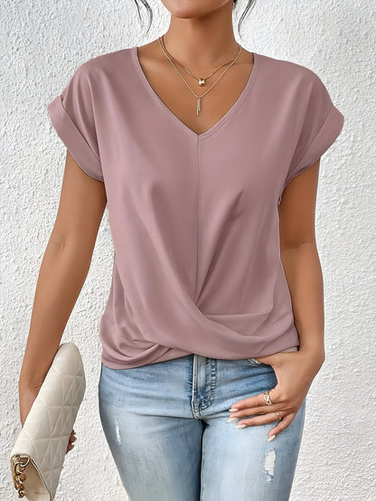 Seloria | Women’s V Neck Twist Front Summer Top