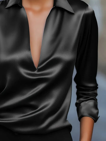 Women's Collared V-Neck Blouse