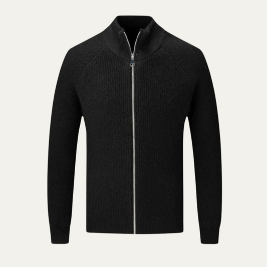 Men's Merino Wool Zip Up Cardigan - Fashinoza