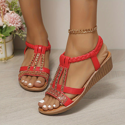 Women's Rhinestone Sandals Woven