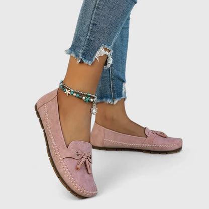 Women's Suede Slip-On Loafers Flat Shoes Brown