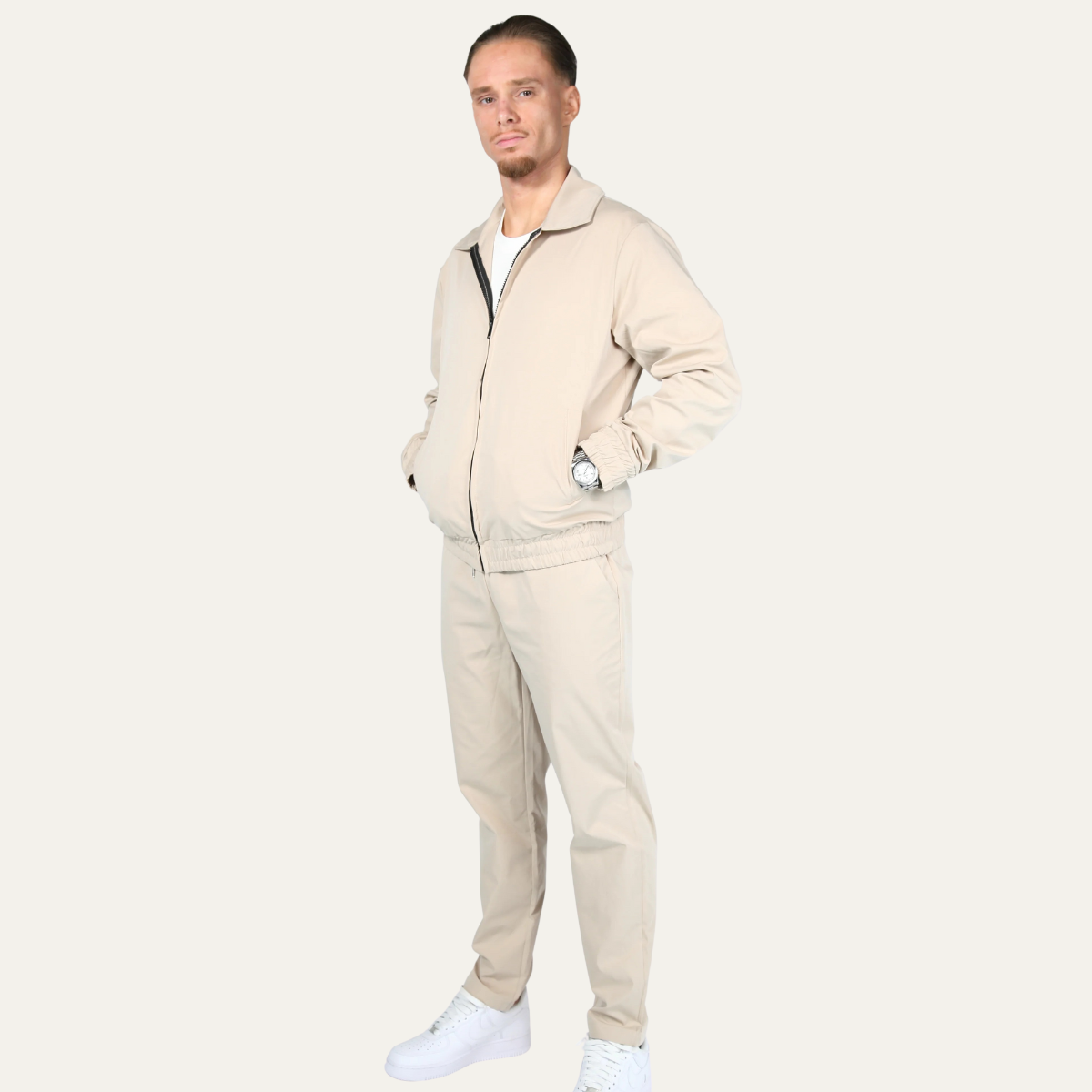 Men's Cotton Jacket And Pants Set Lightweight Apricot