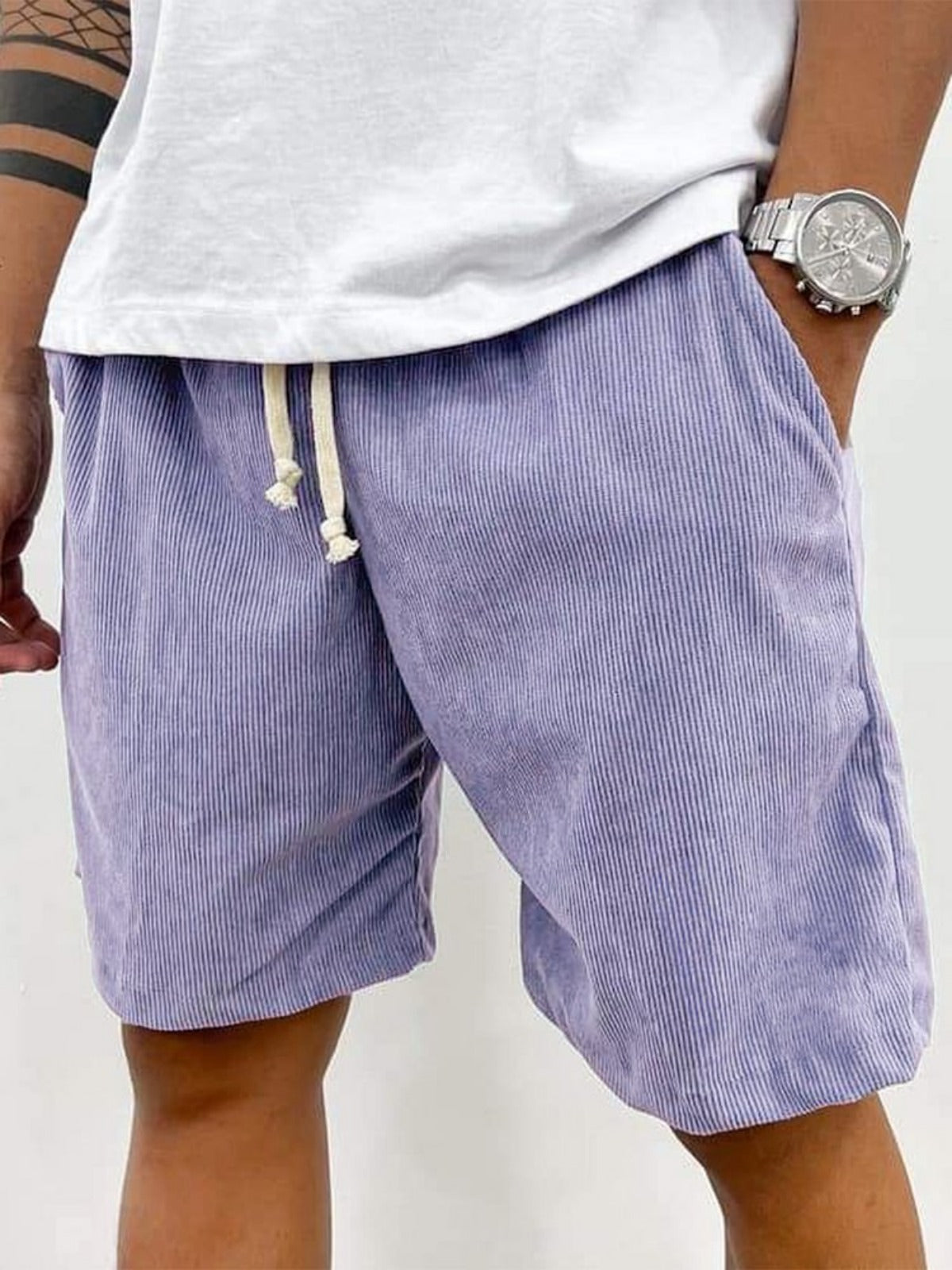 Men's Striped Drawstring Shorts