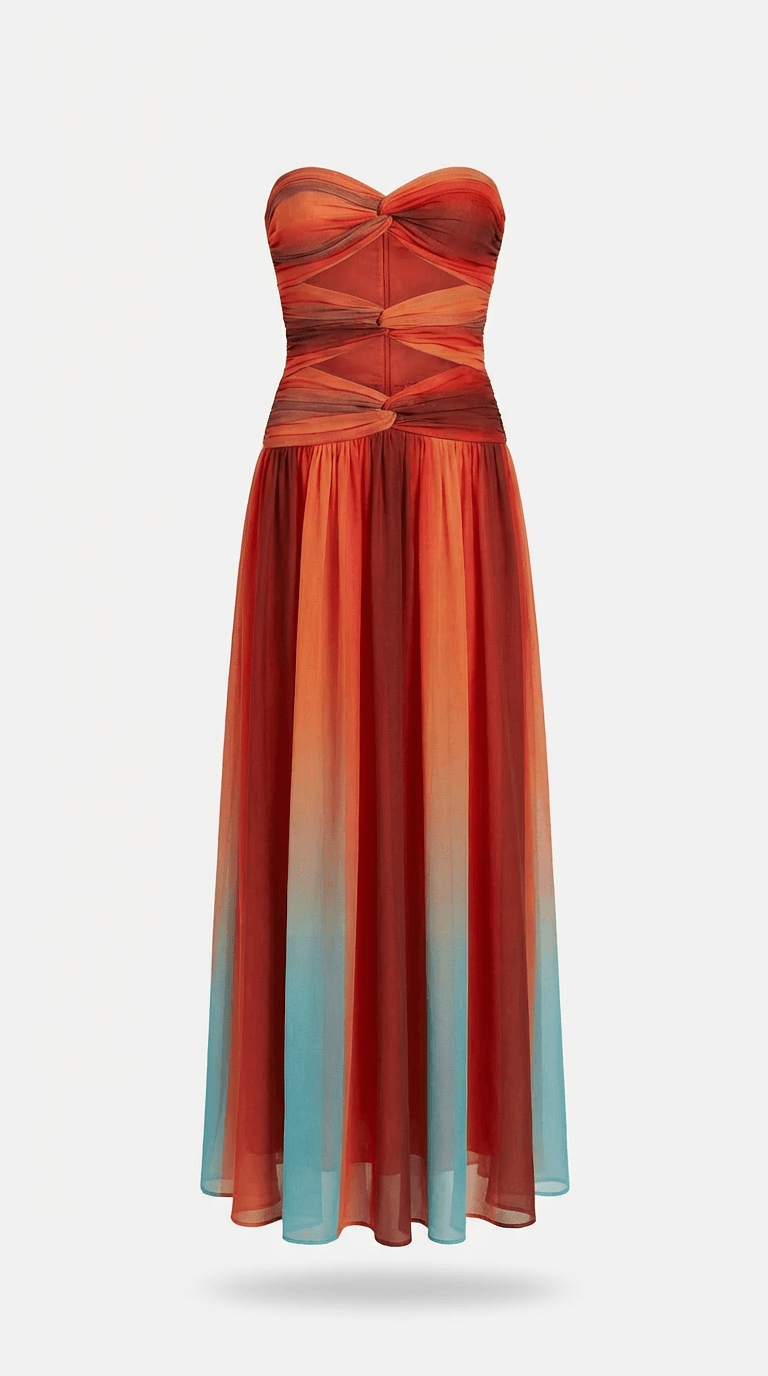 Women's Strapless Maxi Dress Red