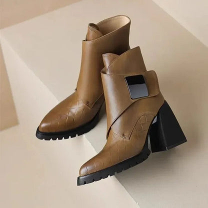 Women's Ankle Boots Square Toe Block Heel