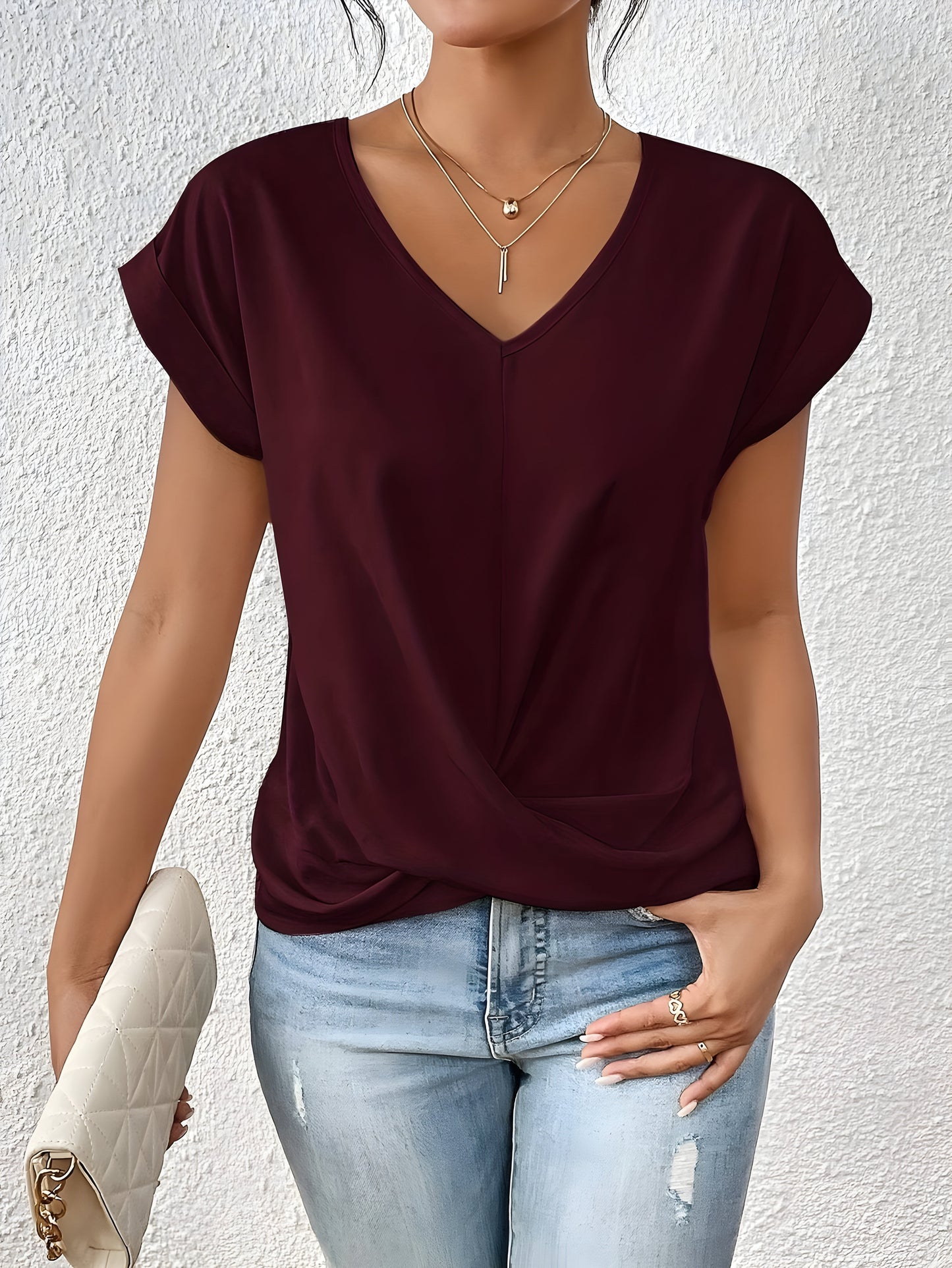 Seloria | Women’s V Neck Twist Front Summer Top