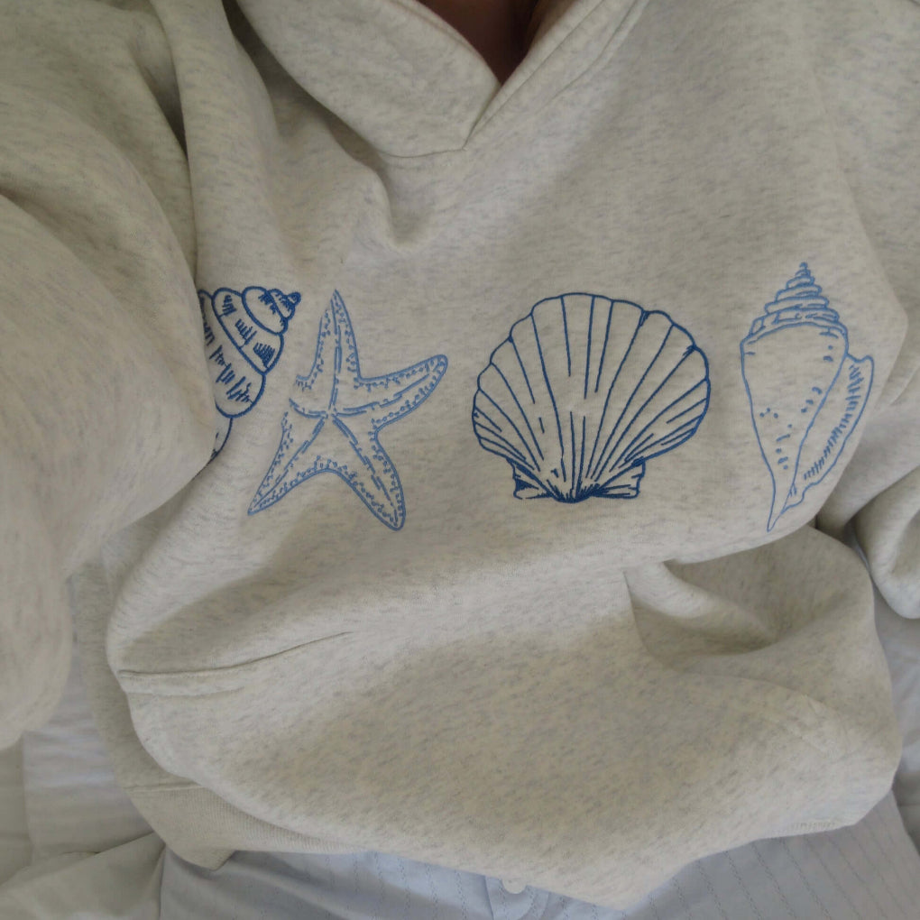 Women's Hoodie Seashell Print - Fashinoza