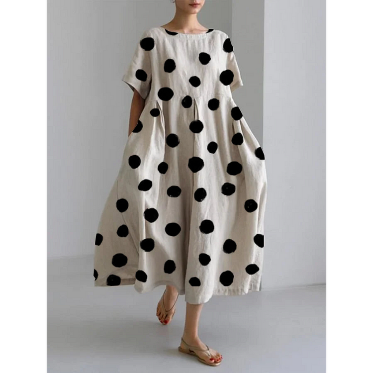 Valentina Women's Polka Dot Summer Dress Casual Long - Fashinoza